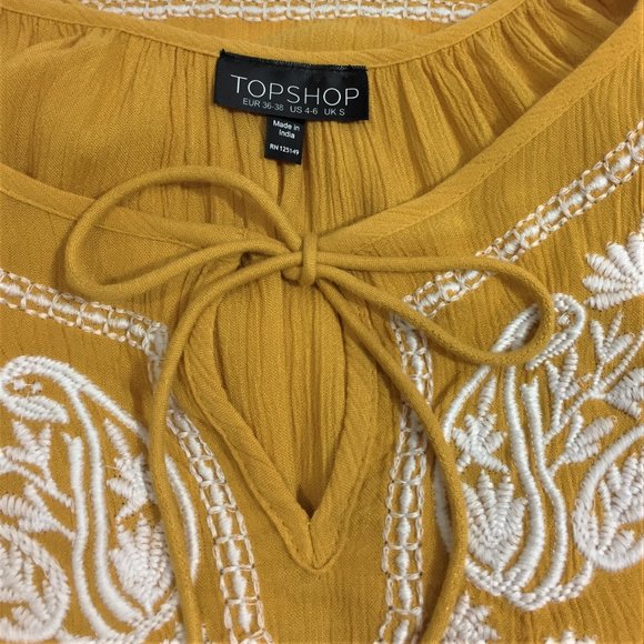 TOPSHOP Embroidered Off The Shoulder Dress - Size Small - Picture 5 of 7